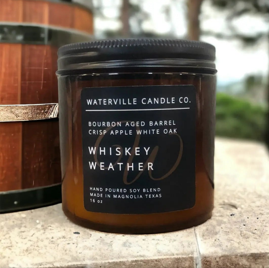 16 oz - Soy Candle Amber Jar Hand Poured - 2 Wick