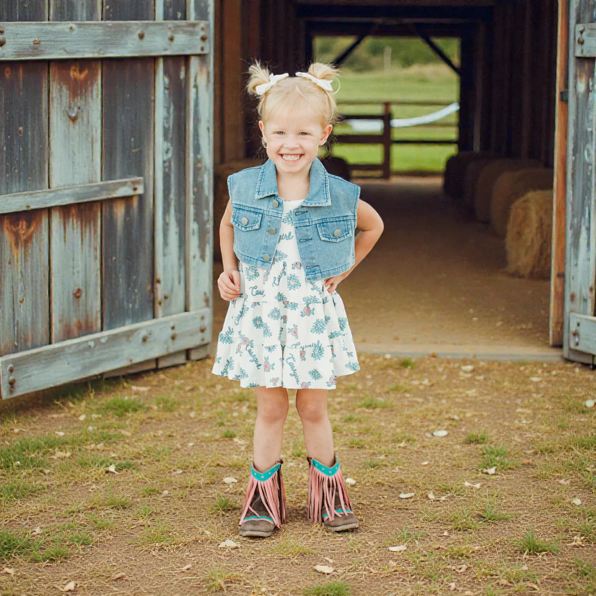 Two PC Retro Cowgirl Vest & Dress Set