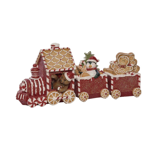 Festive Resin Gingerbread Train Decor For Christmas