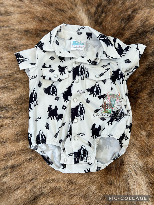 Timey Pearl Snap Onesie Short Sleeve Onesie