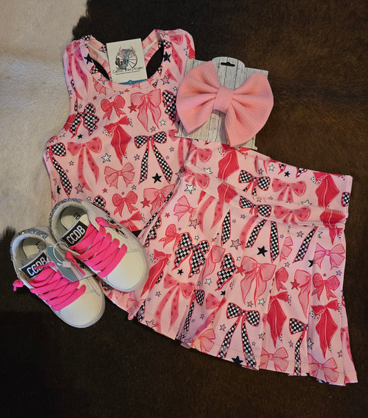 Coquette Bow Multi-Printed Skort Set