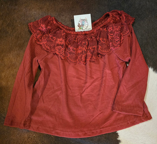 Rust Lace Neck Shirt
