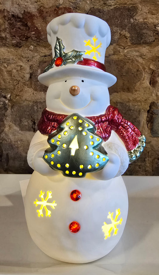 Ceramic Snowman with Light