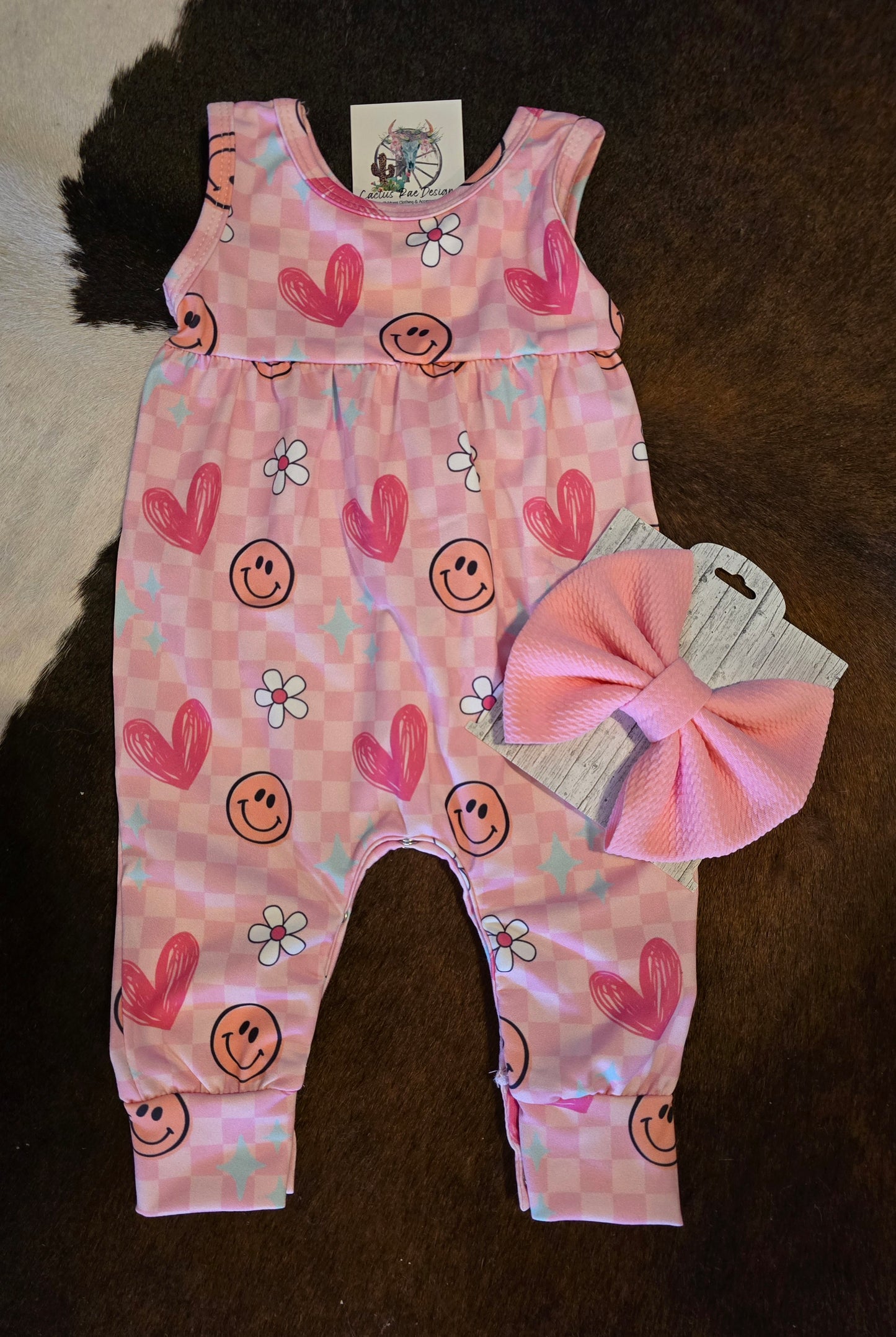 Checkered Heart Baby Romper
