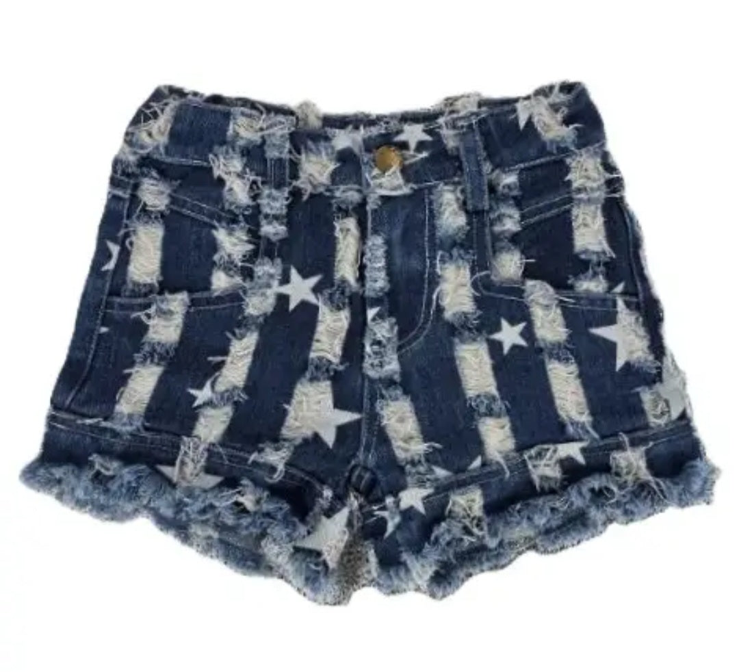 Destructive Star Denim Shorts
