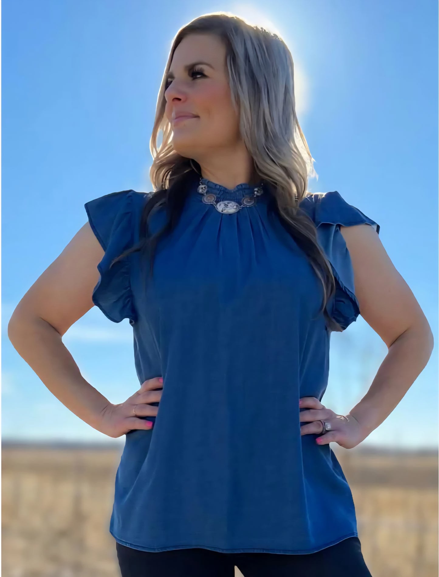 Babydoll Top Denim - Dark Wash