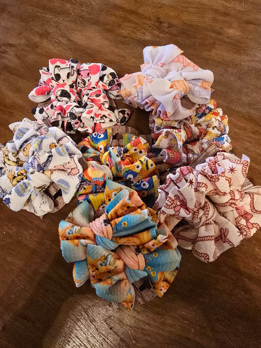 3" Print Hair Bow Piggy Sets