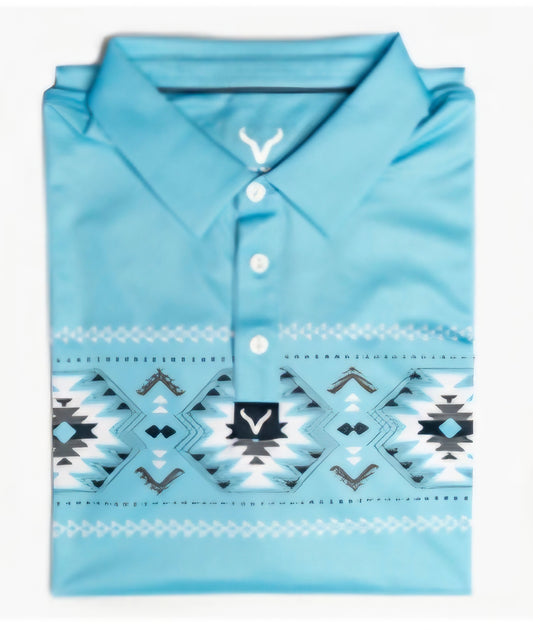 Aztec Polo Shirt *Light Blue*