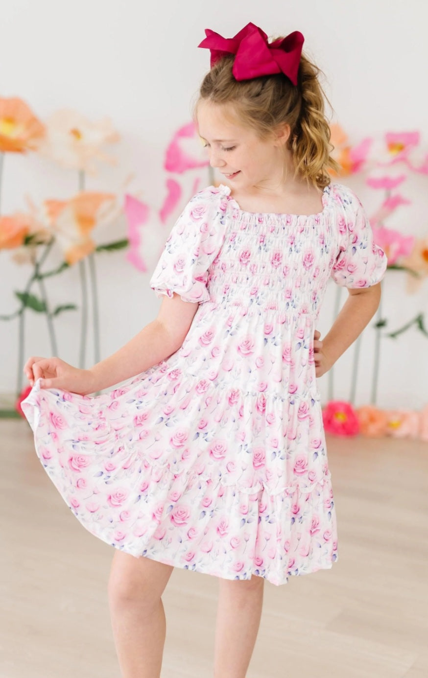 Rose Garden Smocked Ruffle Dress