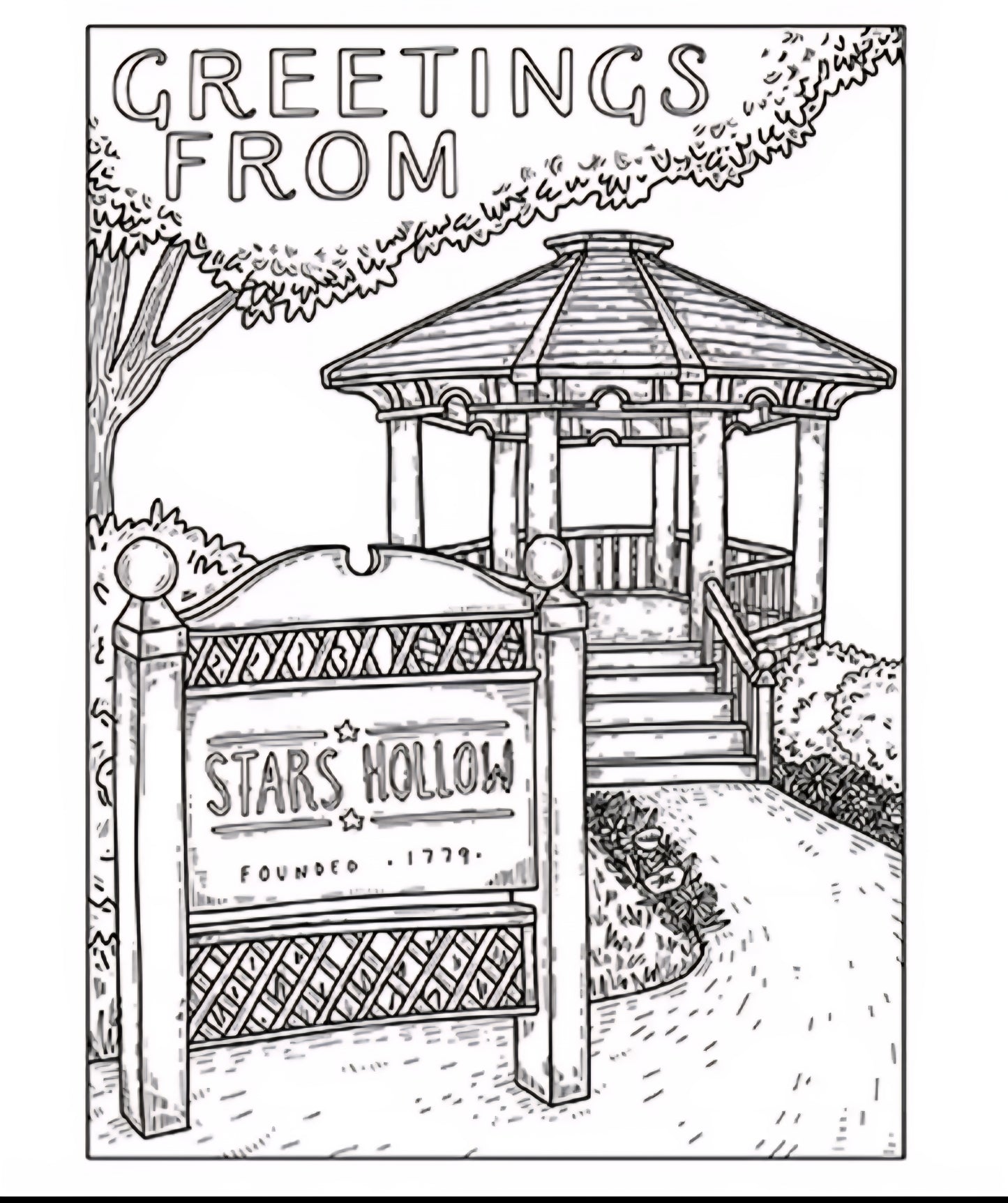Gilmore Girls: Greetings from Stars Hollow post card coloring book