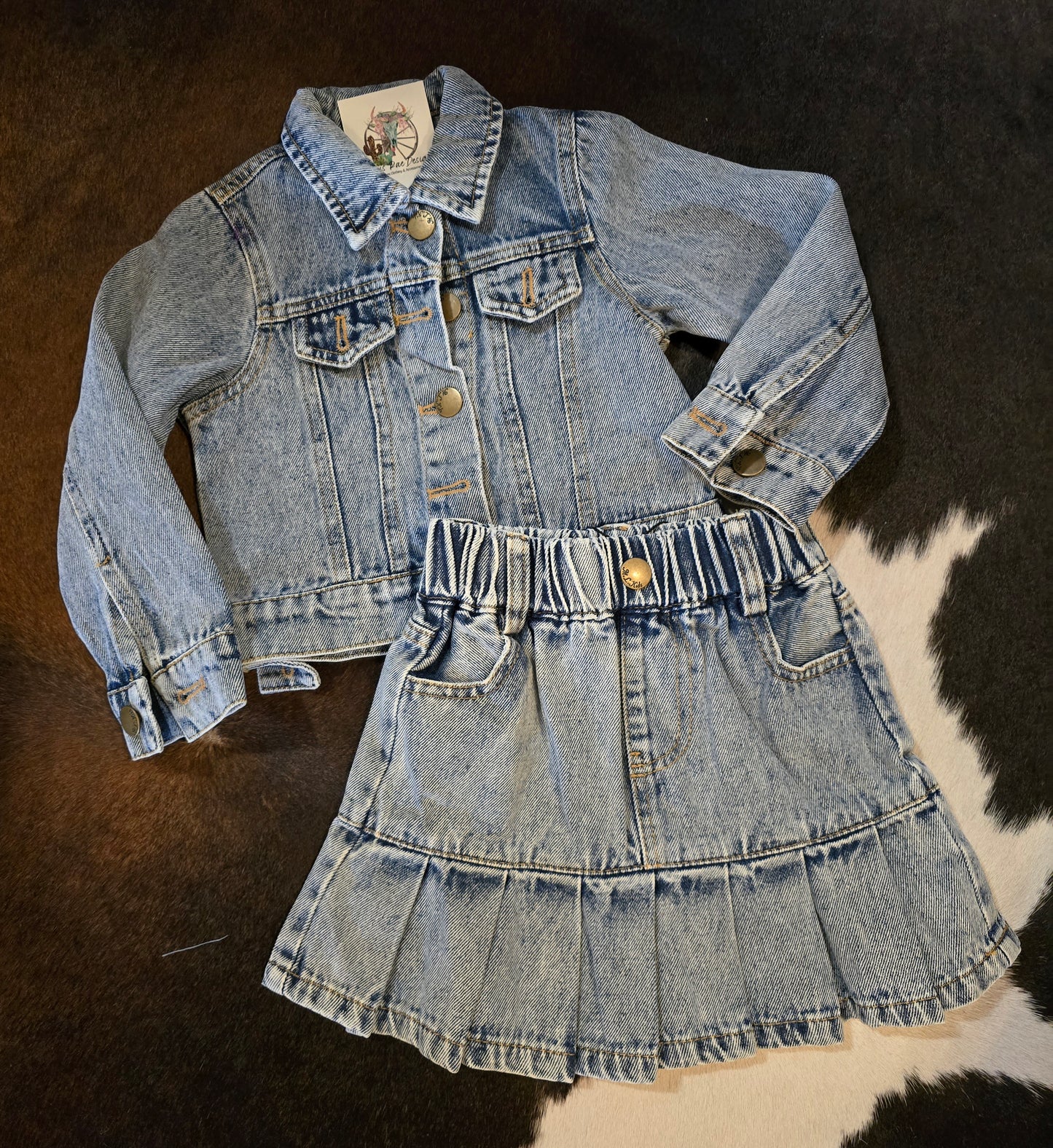 Denim Pleated Skirt