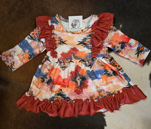 Aztec Ruffle Dress