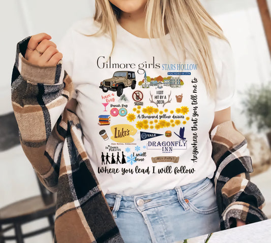 Gilmore Girls Collage - Star Hollow Luke's Diner T-Shirt
