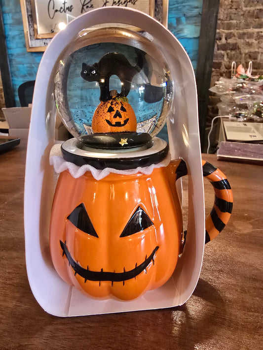 Pumpkin Coffee Mug With Snow Globe Lid Limited Edition