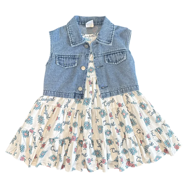 Two PC Retro Cowgirl Vest & Dress Set