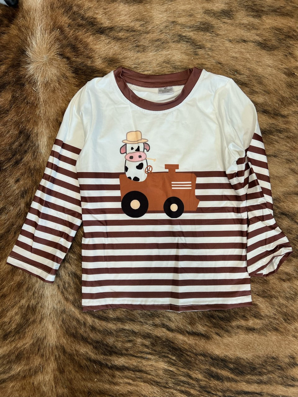 Boy Cow Shirt with Tractor
