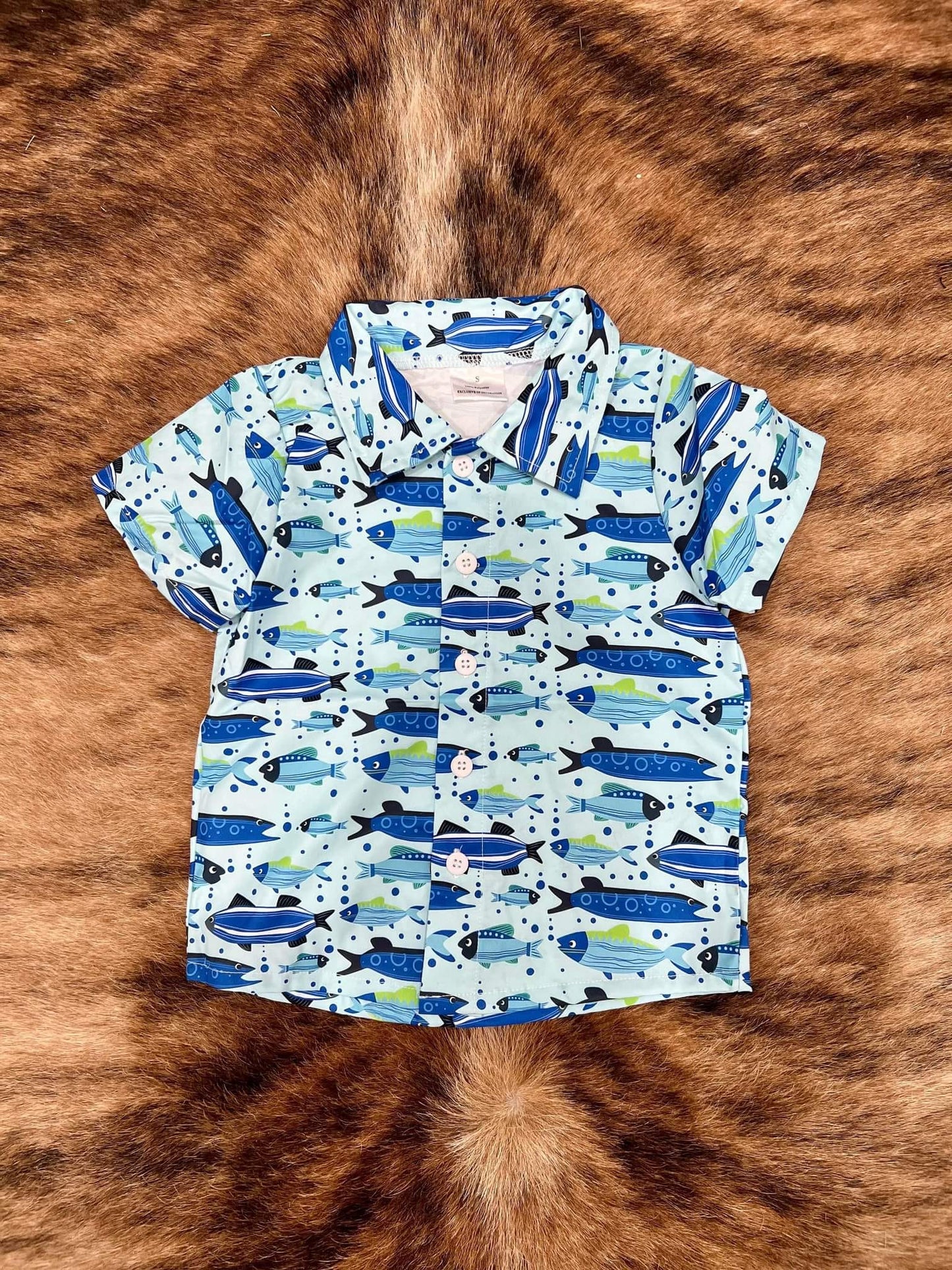Fish Button Boy Up Shirt