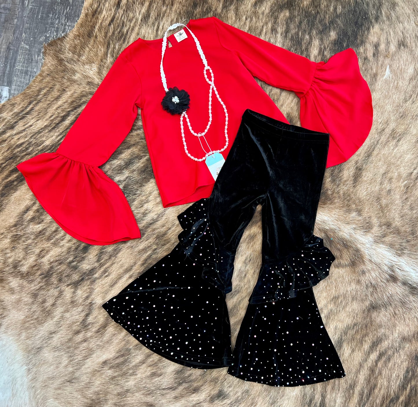 Red Bell Sleeve Blouse