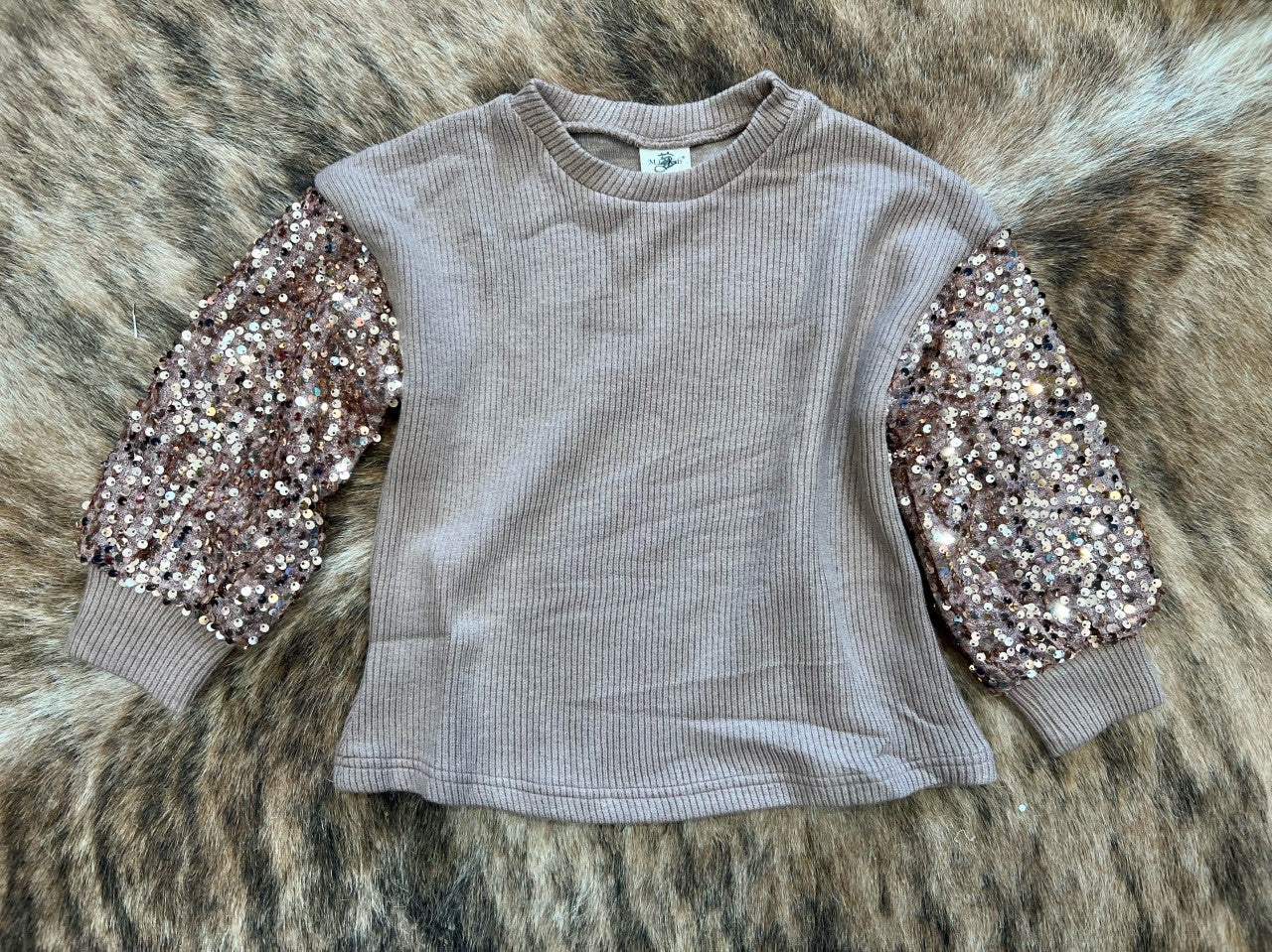 Gold Sequin Sleeve Sweater